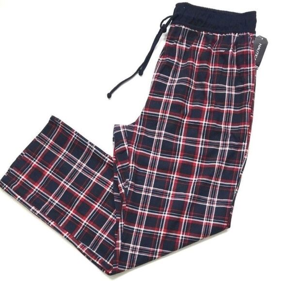 Nautica Flannel Pajama Pants Men’s M Red White Blue Plaid Pockets. - Picture 2 of 13